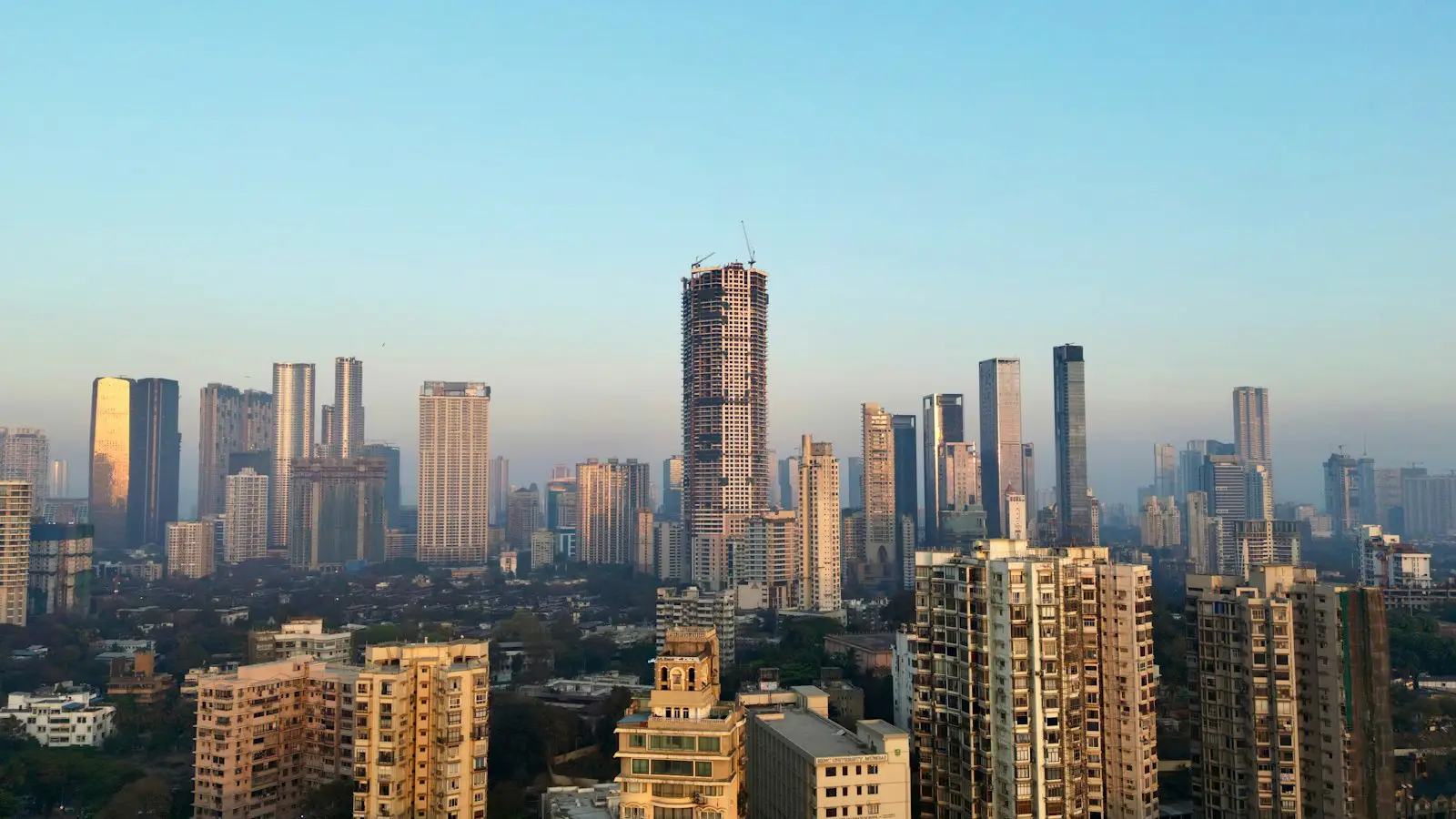 The Mumbai skyline at dusk